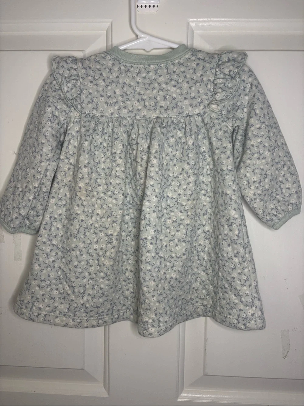 Carter's Light Blue Floral Long-Sleeve Ruffle Yoke Dress